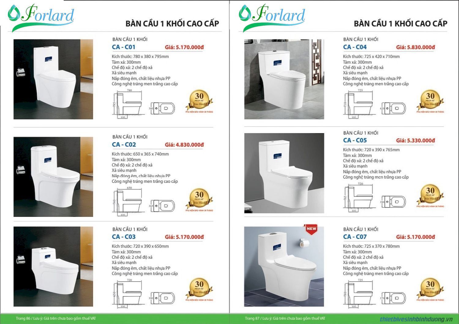 Thiết bị vệ sinh FORLARD Catalogue và Bảng giá mới nhất /Page 43